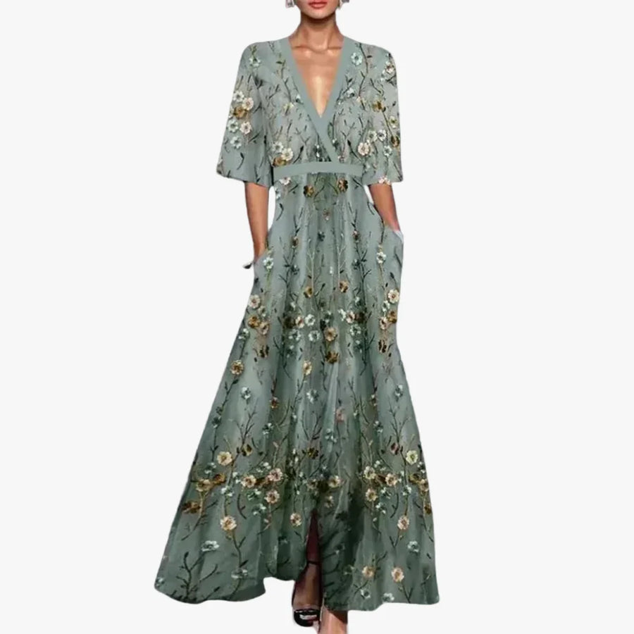 Fleur | Womens Floral V-Neck Maxi Dress