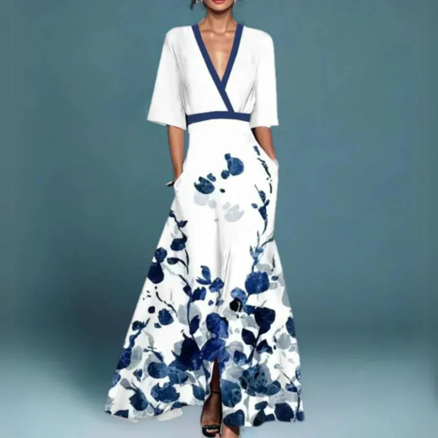 Fleur | Womens Floral V-Neck Maxi Dress