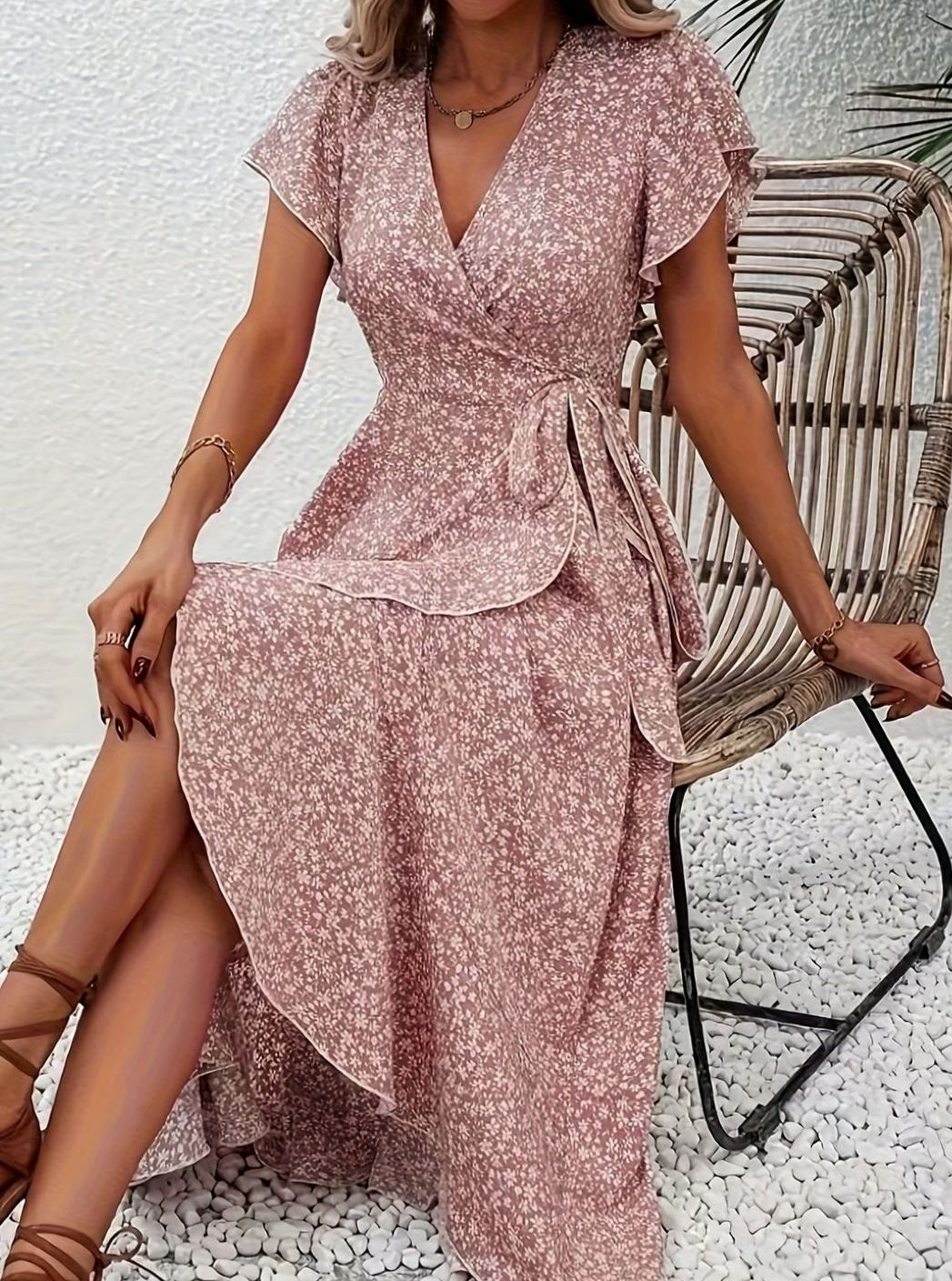 Hazel | Wrap Ruffle Wedding Guest Dress