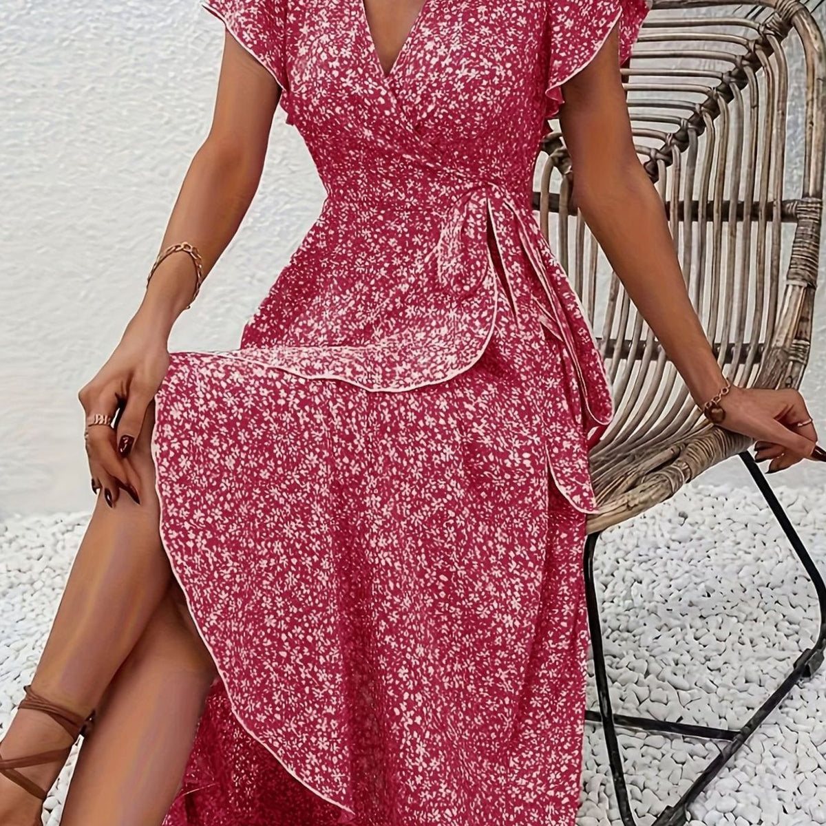 Hazel | Wrap Ruffle Wedding Guest Dress