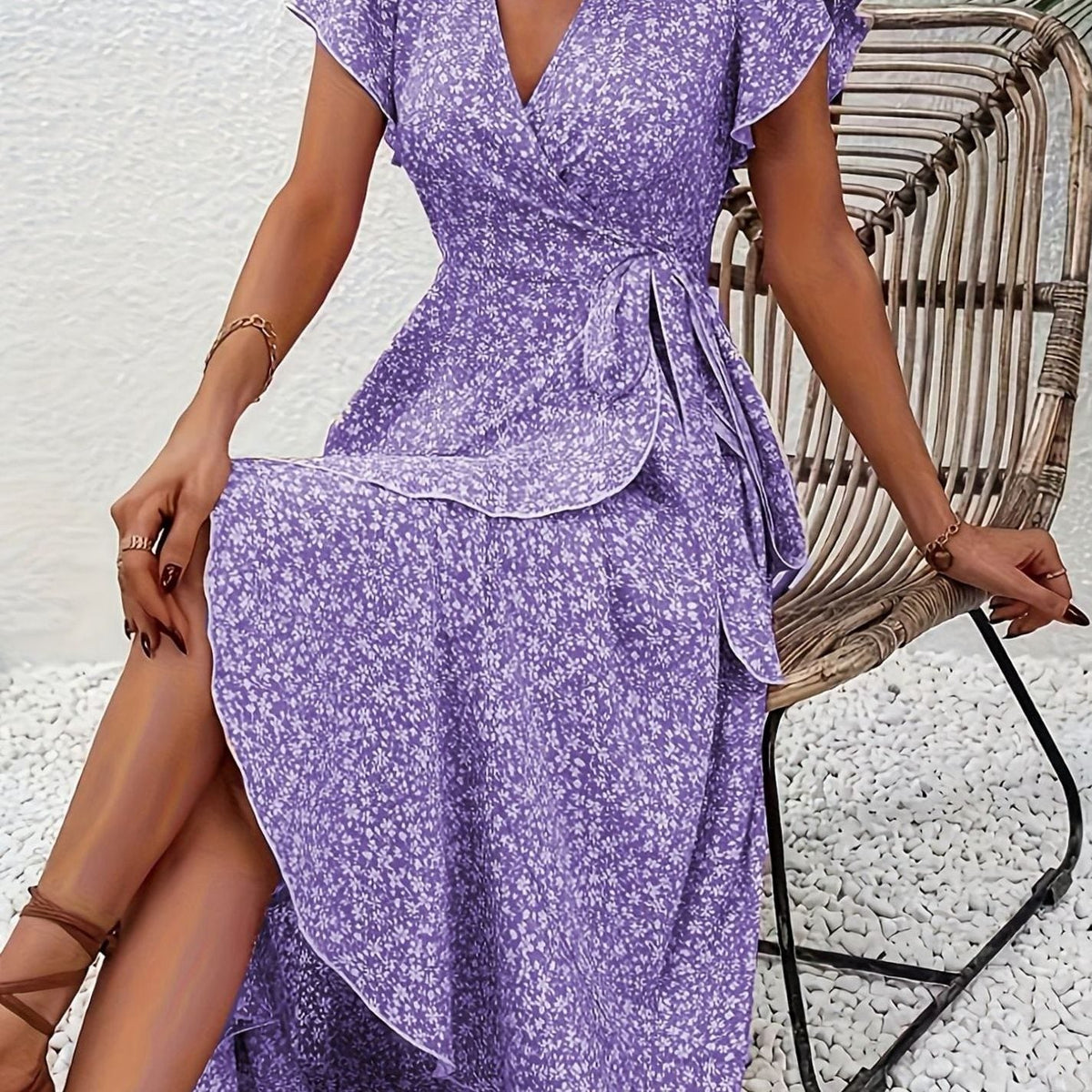 Hazel | Wrap Ruffle Wedding Guest Dress