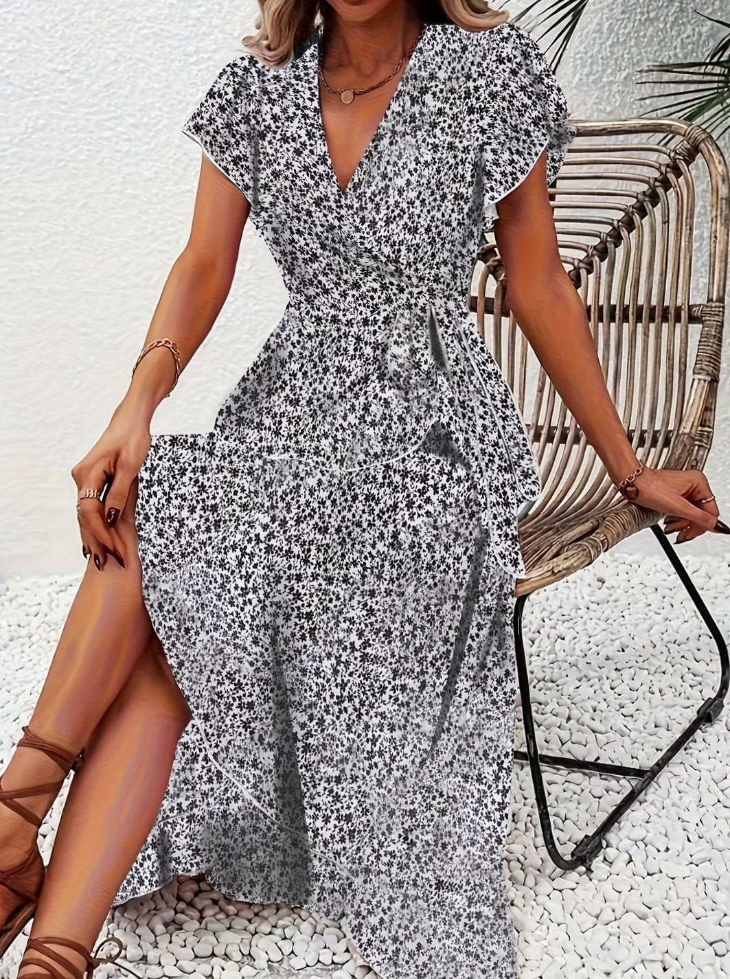Hazel | Wrap Ruffle Wedding Guest Dress