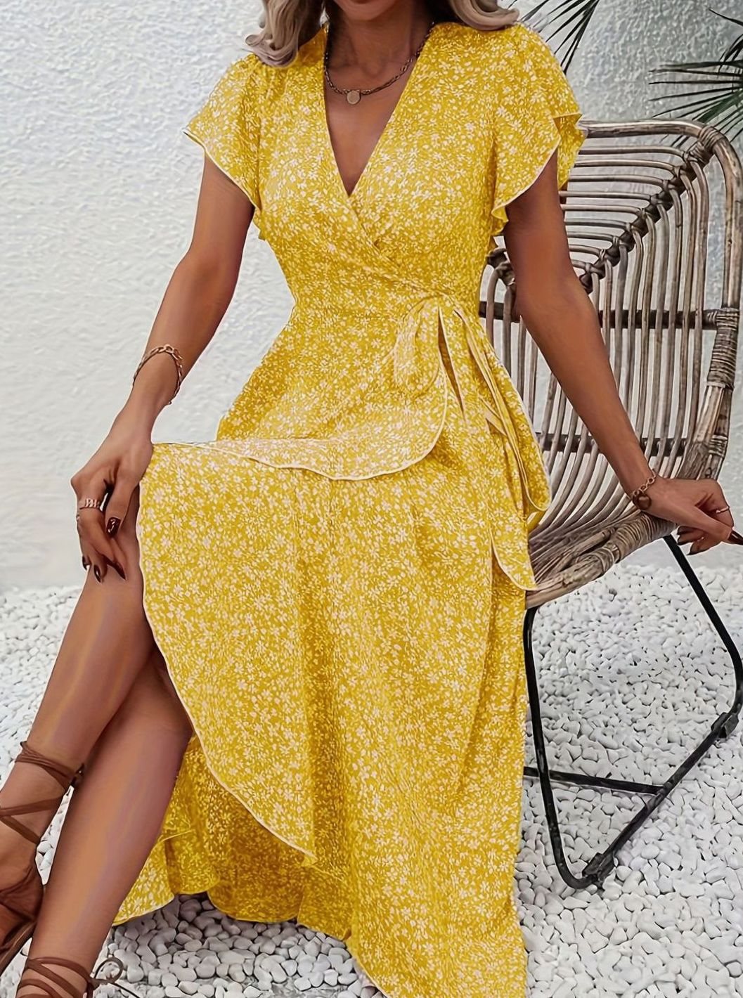 Hazel | Wrap Ruffle Wedding Guest Dress