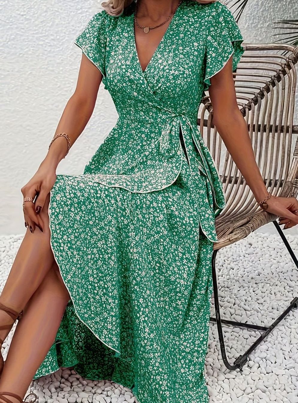 Hazel | Wrap Ruffle Wedding Guest Dress