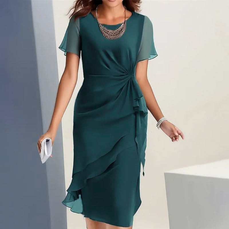 Holly | Christmas Flutter Sleeve Ruffle Midi