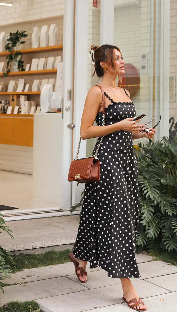 Elowen | Scalloped Polka Dot Formal Midi