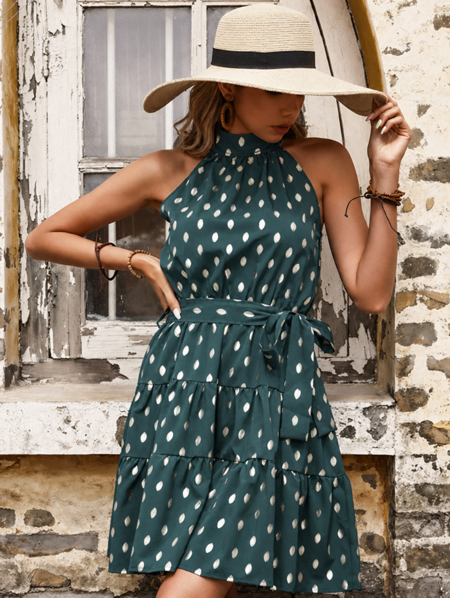 Marnie | Halter Polka Dot Tiered Mini