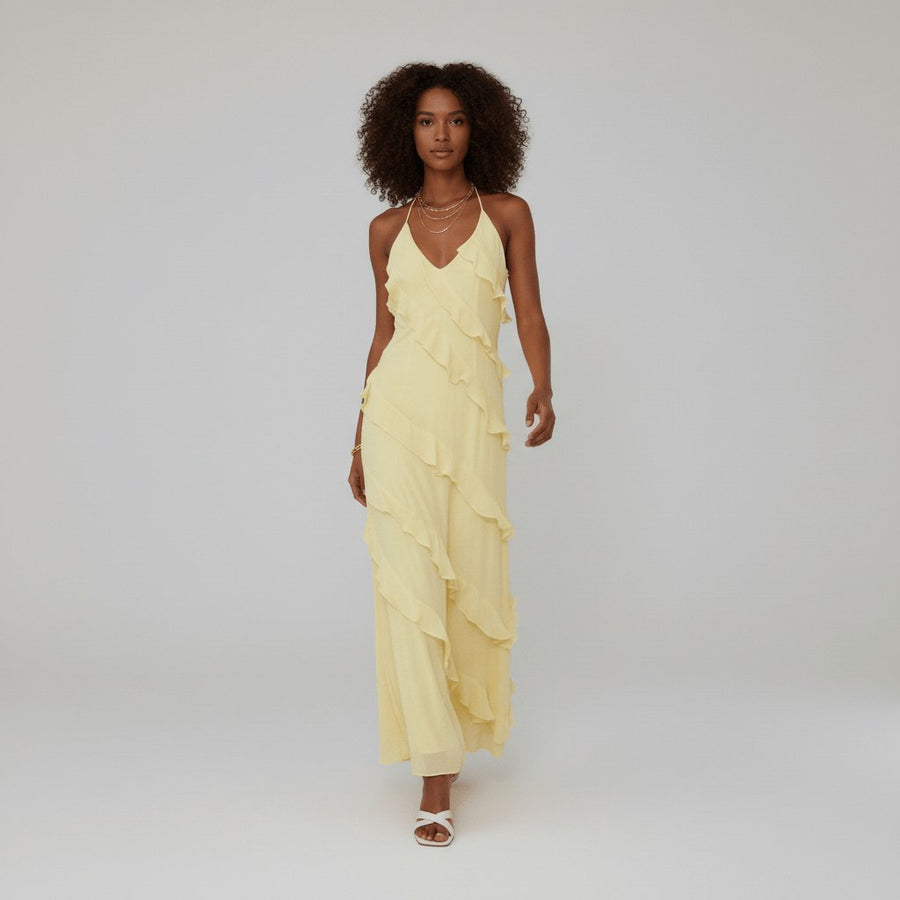 Saoirse | Halter Neck Ruffle Evening Dress