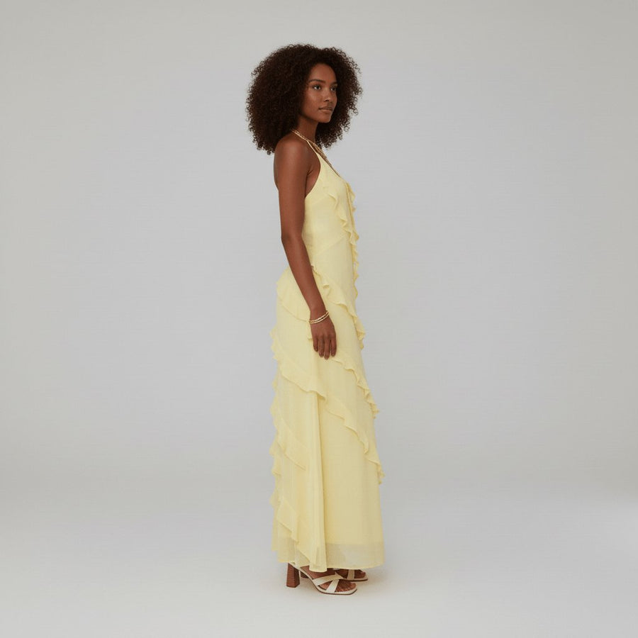 Saoirse | Halter Neck Ruffle Evening Dress