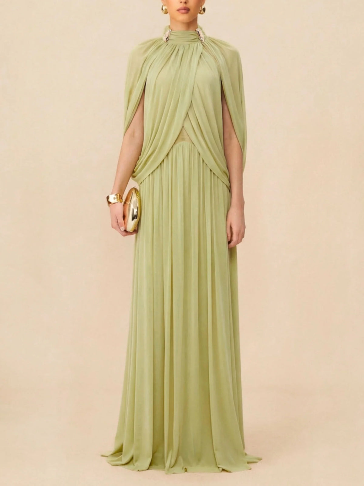 Ivory | Christmas High Neck Cape Maxi