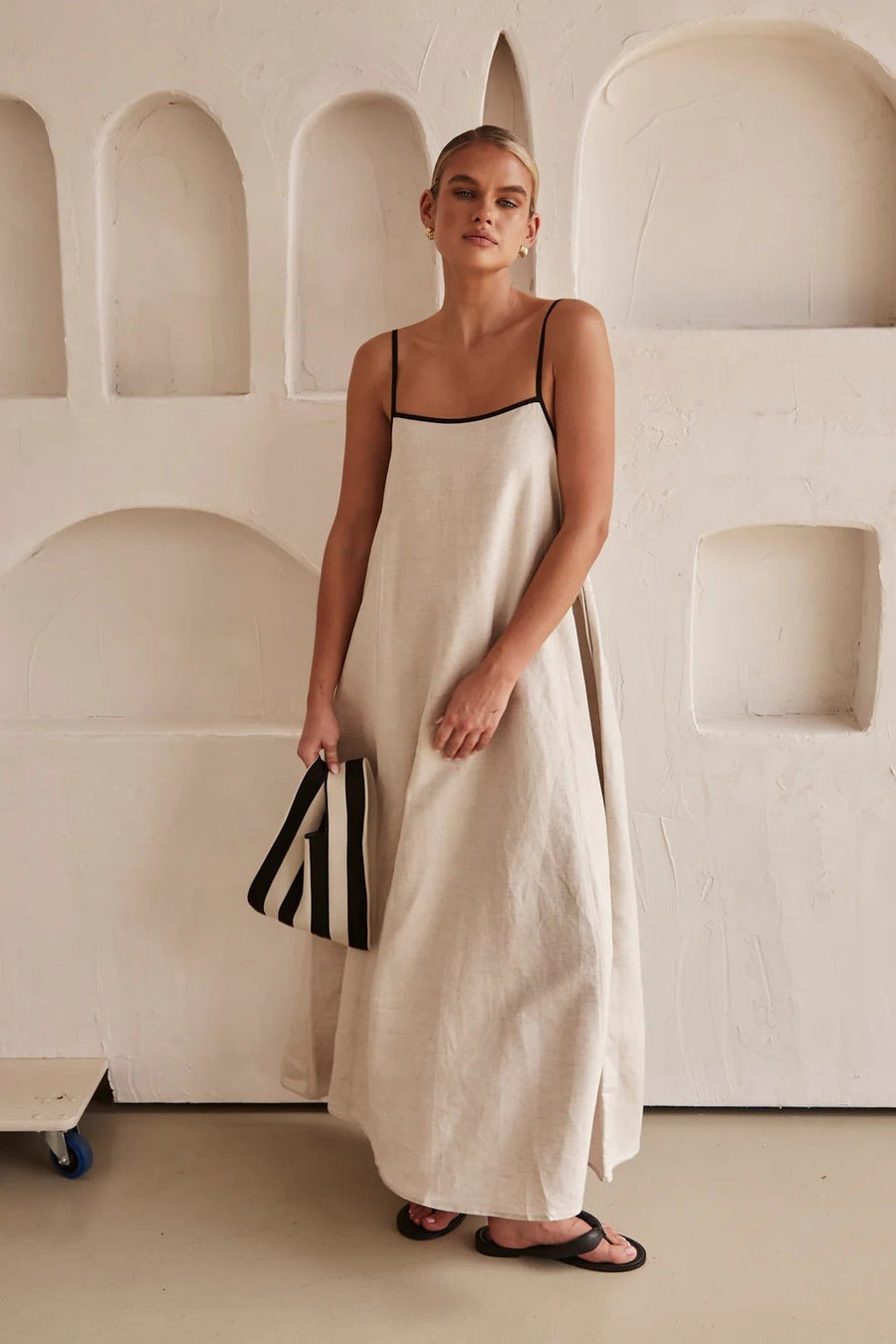 Georgia | Relaxed Linen Strap Evening Dress