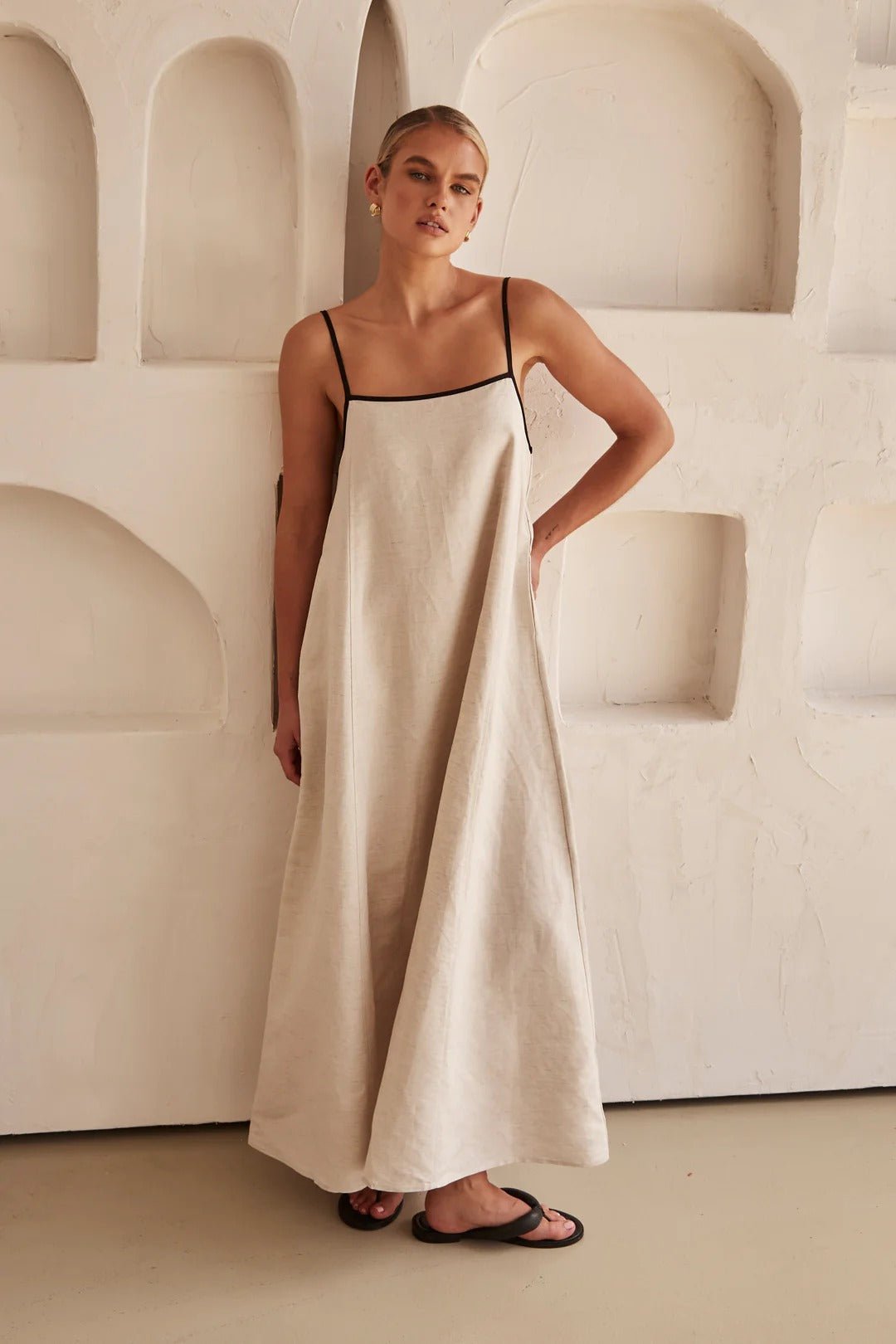 Georgia | Relaxed Linen Strap Evening Dress