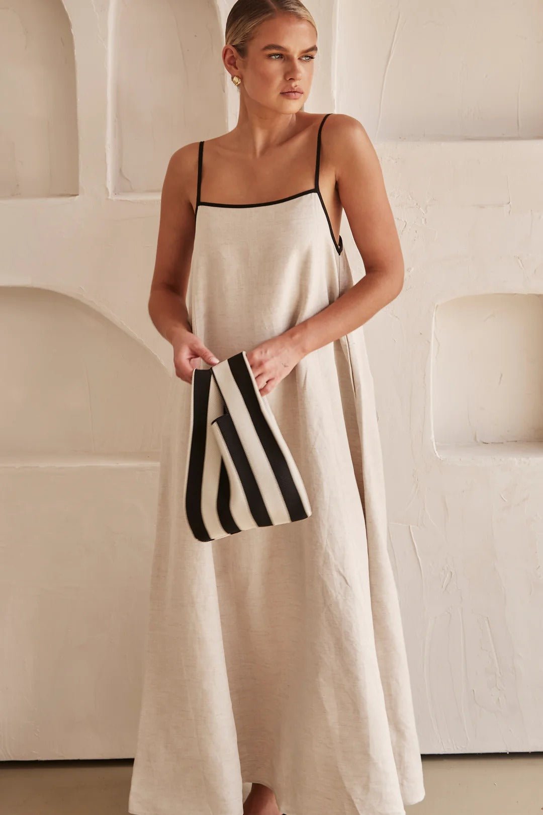 Georgia | Relaxed Linen Strap Evening Dress