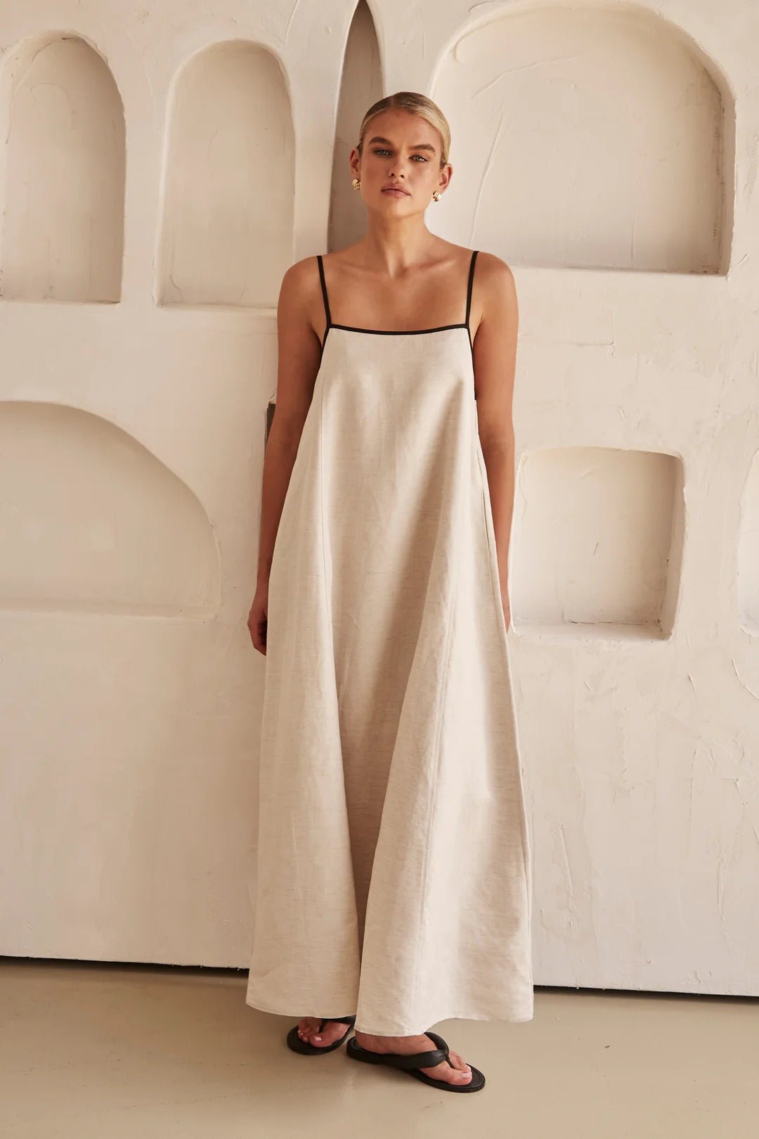 Georgia | Relaxed Linen Strap Evening Dress