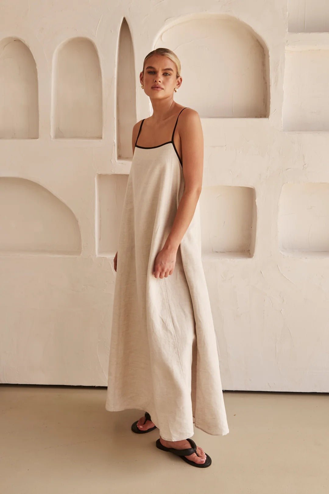Georgia | Relaxed Linen Strap Evening Dress