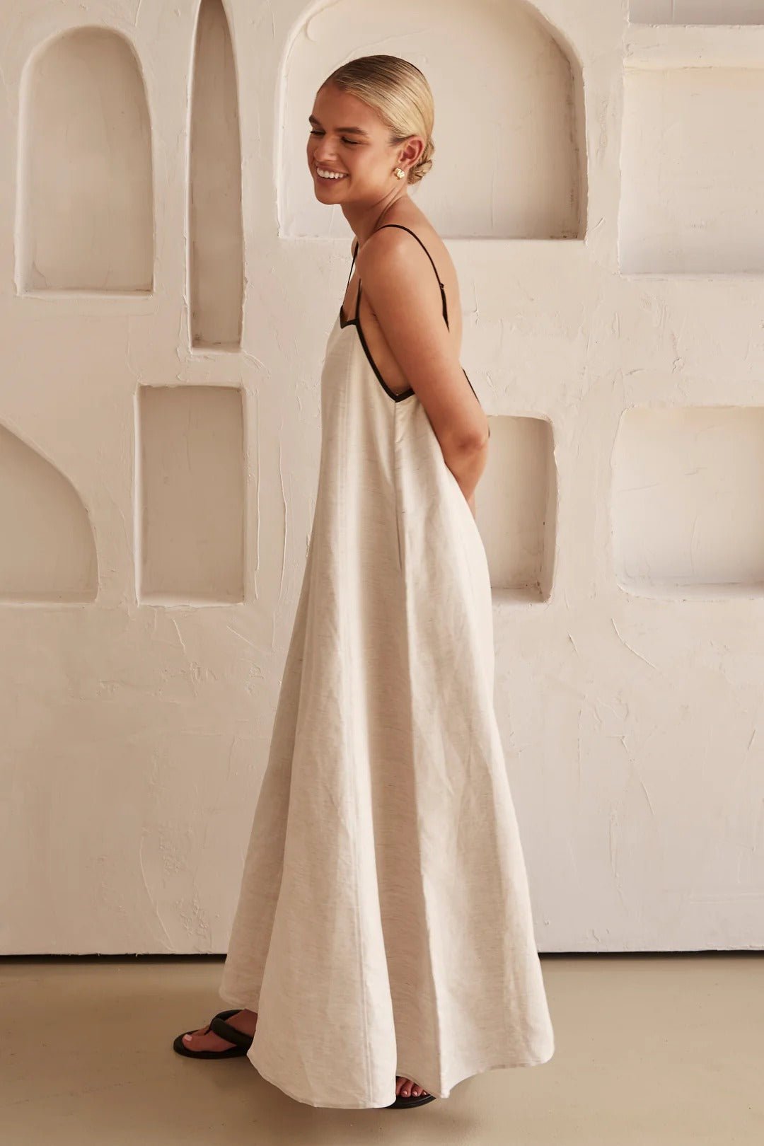 Georgia | Relaxed Linen Strap Evening Dress