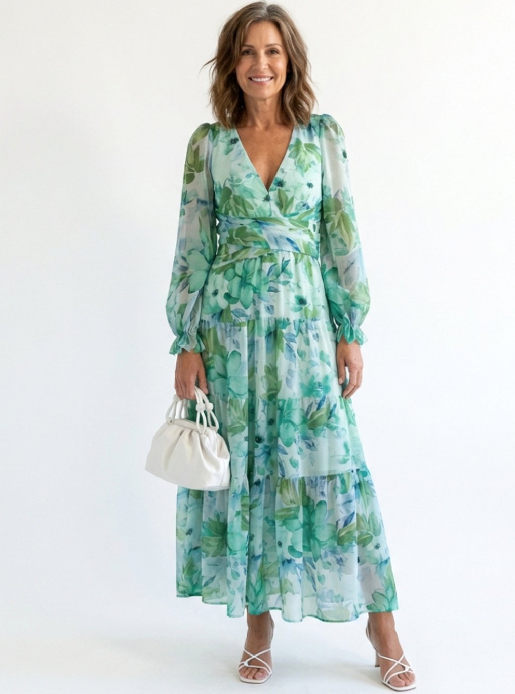 Adeline | Tiered Chiffon Floral Maxi Dress