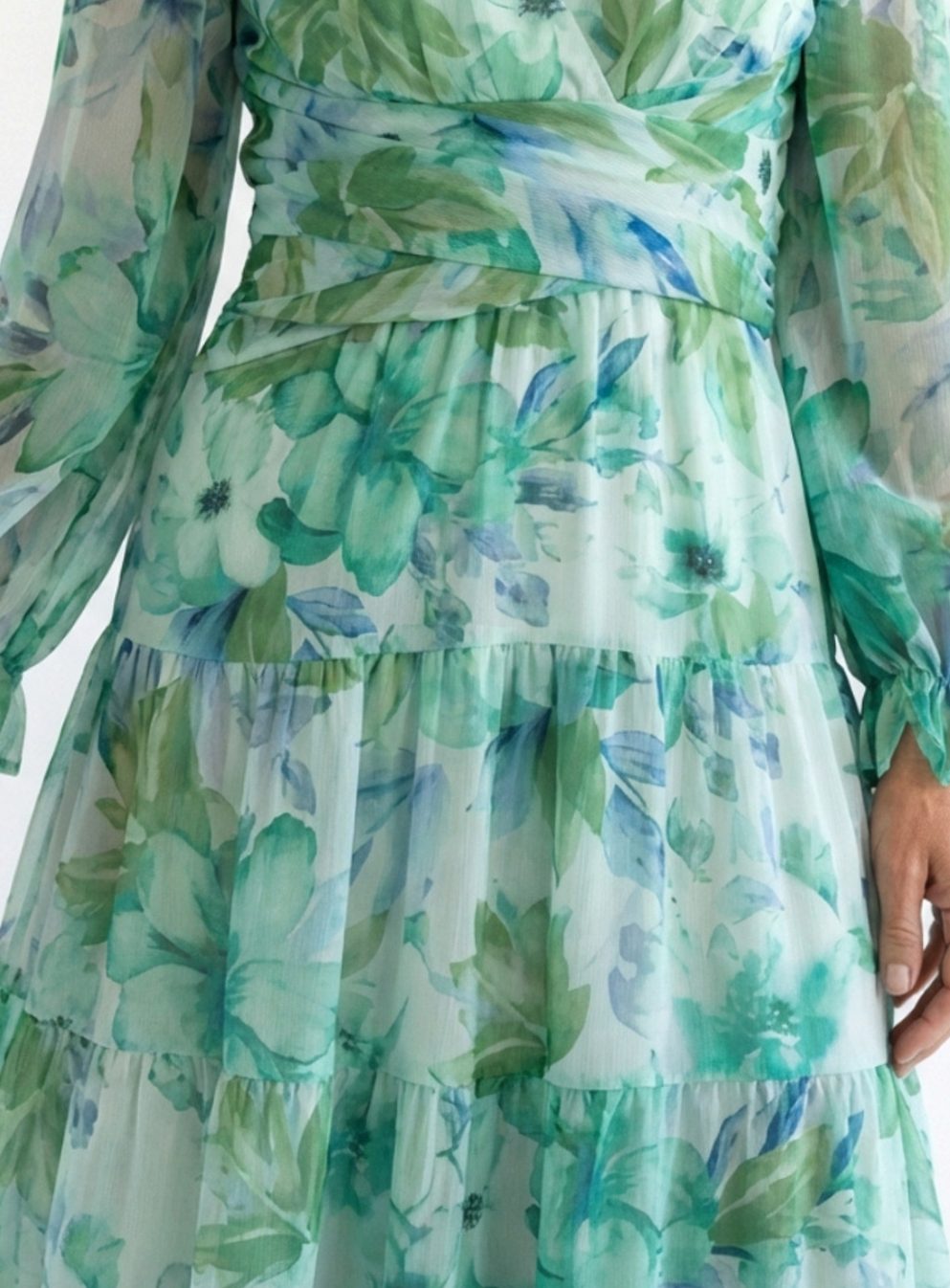 Adeline | Tiered Chiffon Floral Maxi Dress