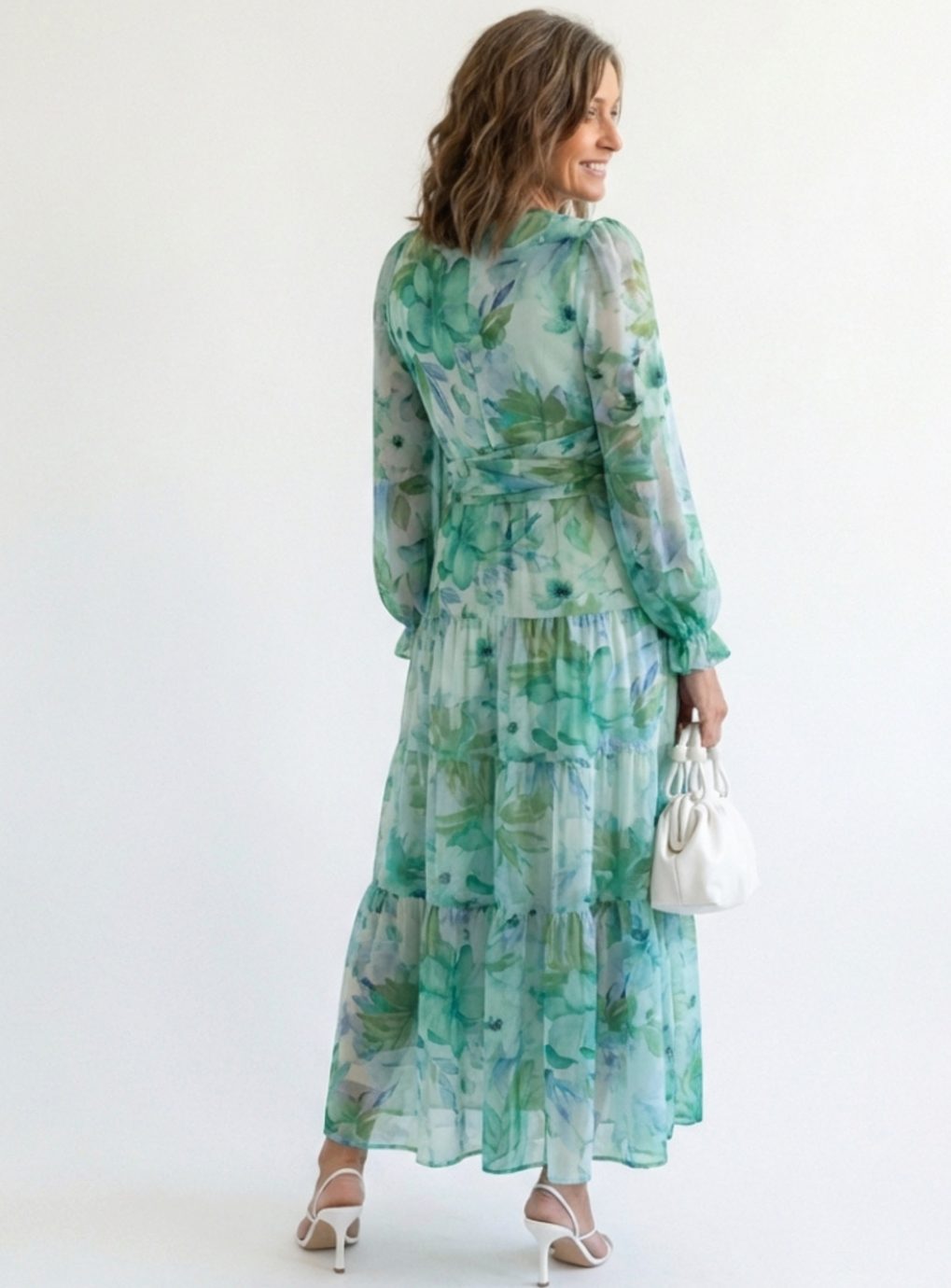 Adeline | Tiered Chiffon Floral Maxi Dress