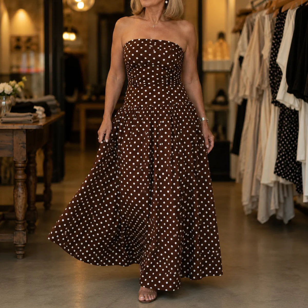 Fern | Strapless Polka Dot Full Skirt