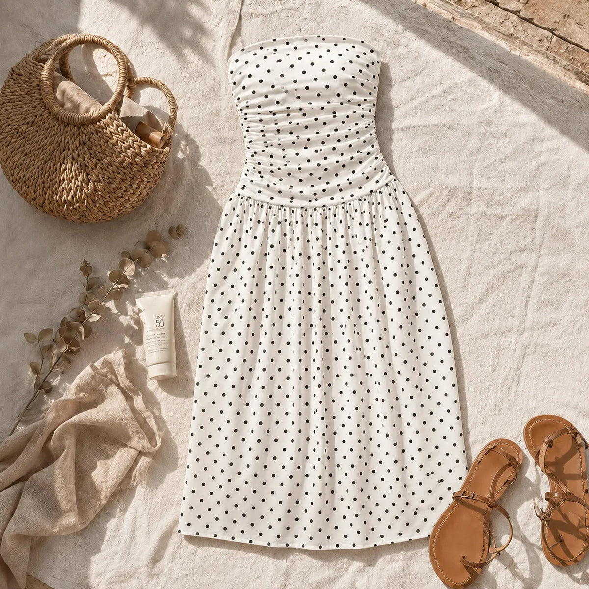 Fern | Strapless Polka Dot Full Skirt