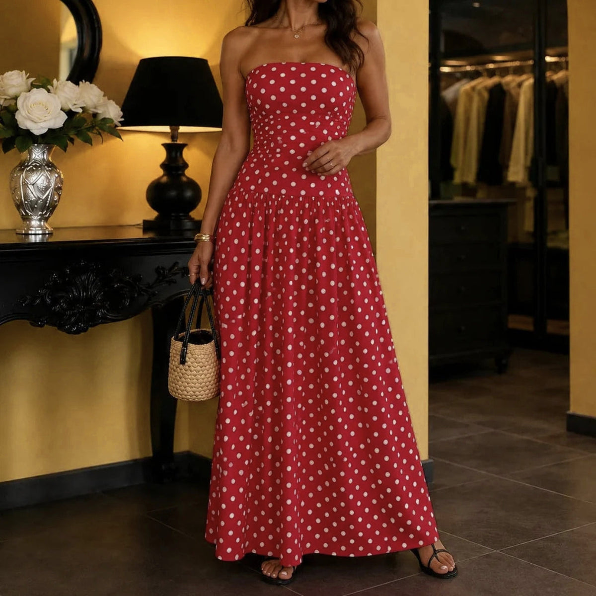 Fern | Strapless Polka Dot Full Skirt