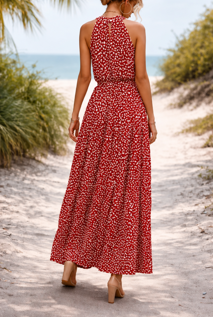 Davina | Halter Polka Dot Maxi Sundress