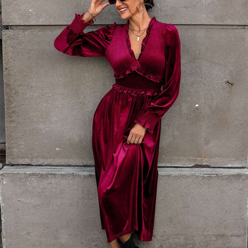 Isadora | Christmas Long Sleeve V-Neck Midi