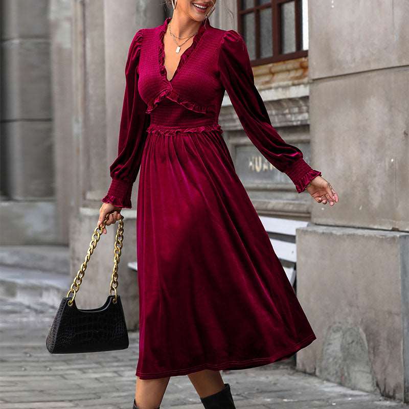 Isadora | Christmas Long Sleeve V-Neck Midi