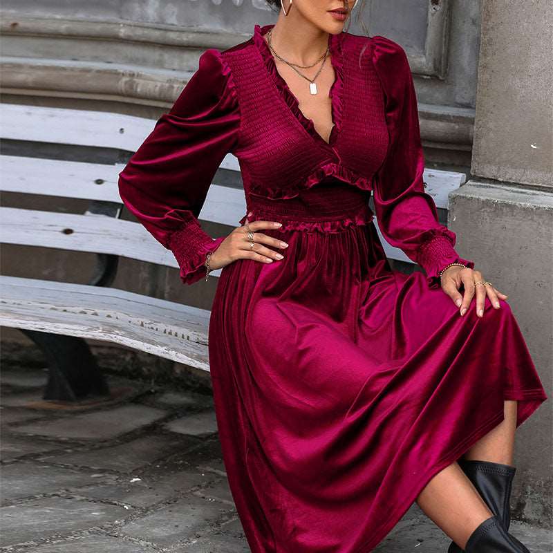 Isadora | Christmas Long Sleeve V-Neck Midi