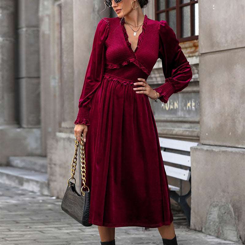 Isadora | Christmas Long Sleeve V-Neck Midi