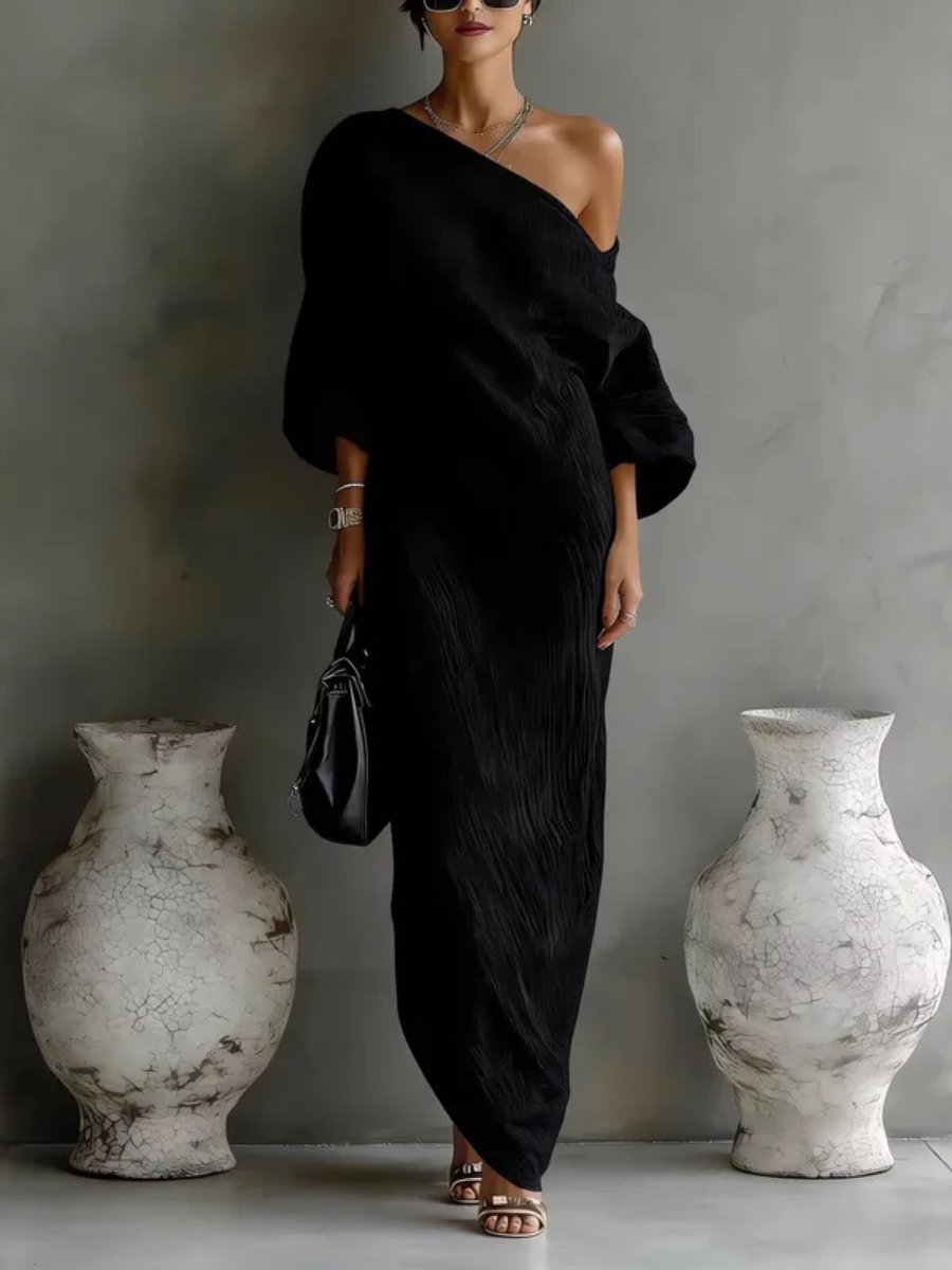 Wilhelmina | Off Shoulder Linen Evening Dress