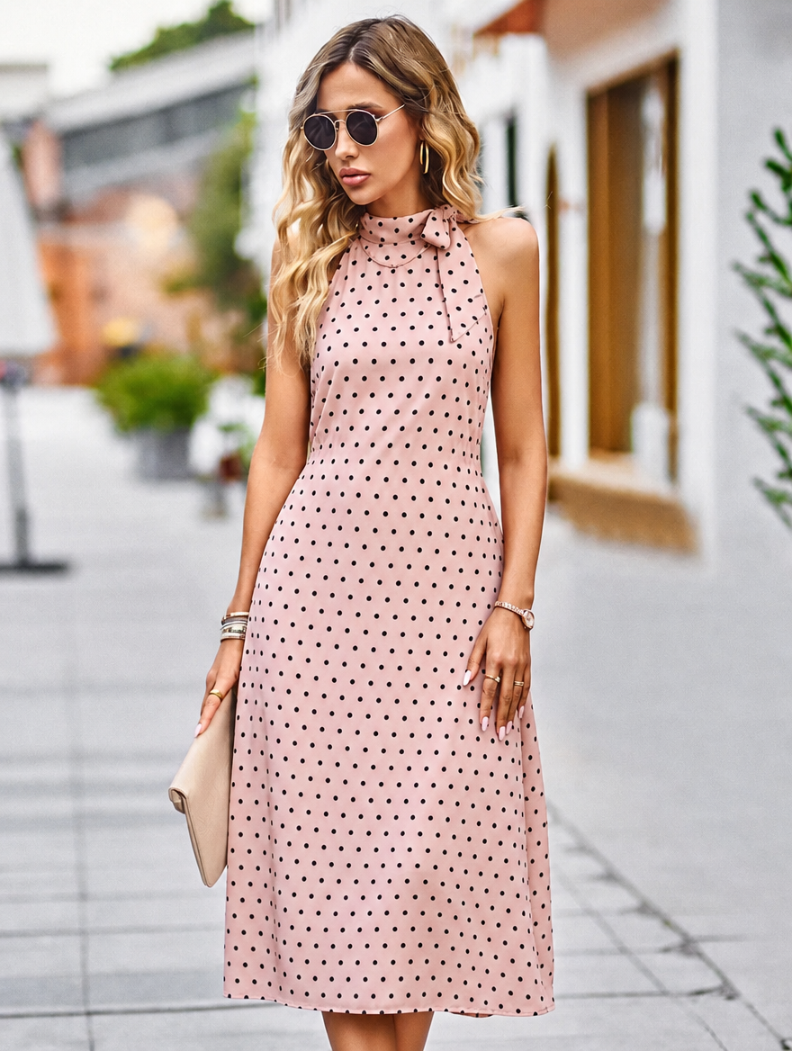 Tamsin | Polka Dot Halter Open Back