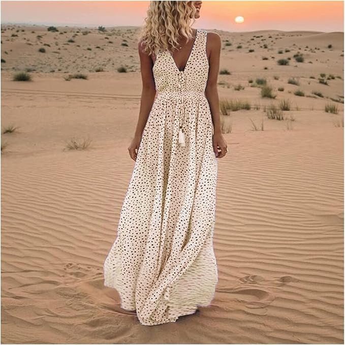 Cecily | Flowing Polka Dot Evening Dress