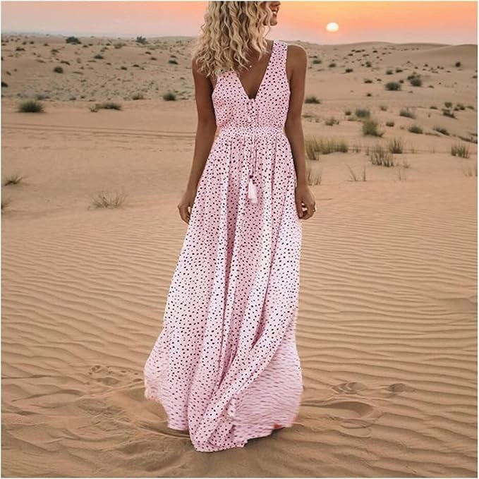 Cecily | Flowing Polka Dot Evening Dress