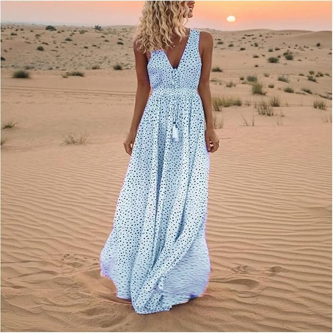Cecily | Flowing Polka Dot Evening Dress