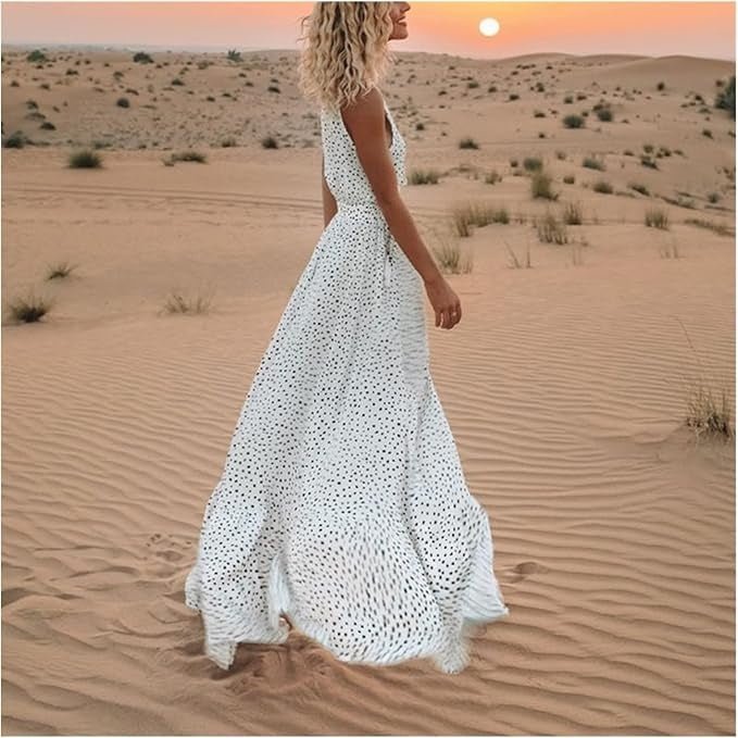 Cecily | Flowing Polka Dot Evening Dress