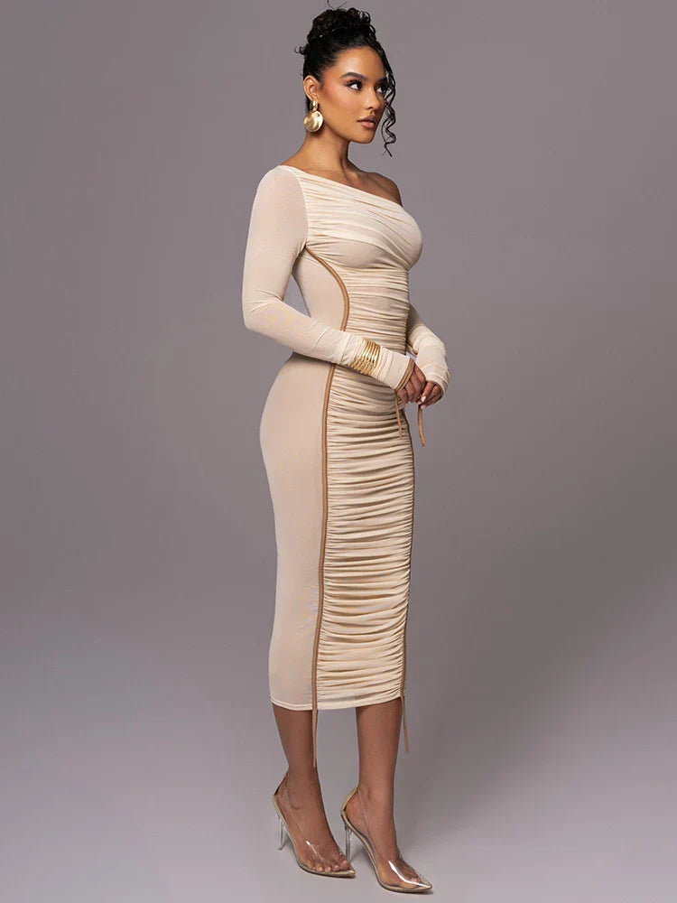 Genevieve | Ruched One Shoulder Evening Dress