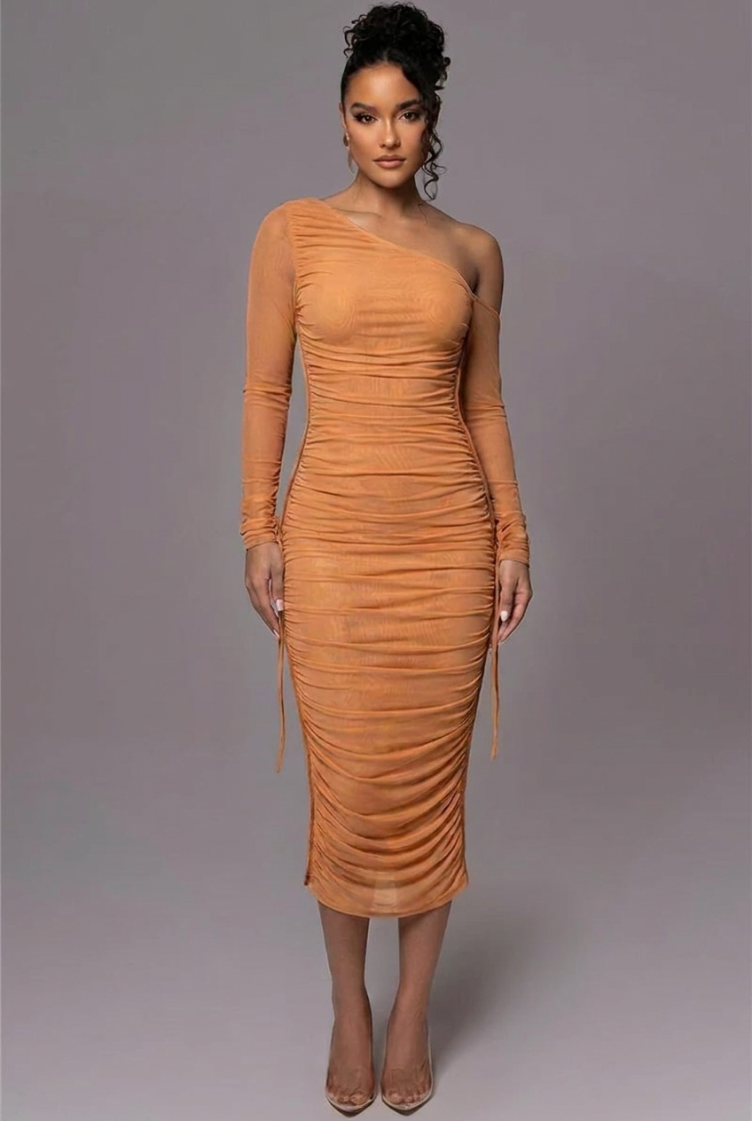 Genevieve | Ruched One Shoulder Evening Dress