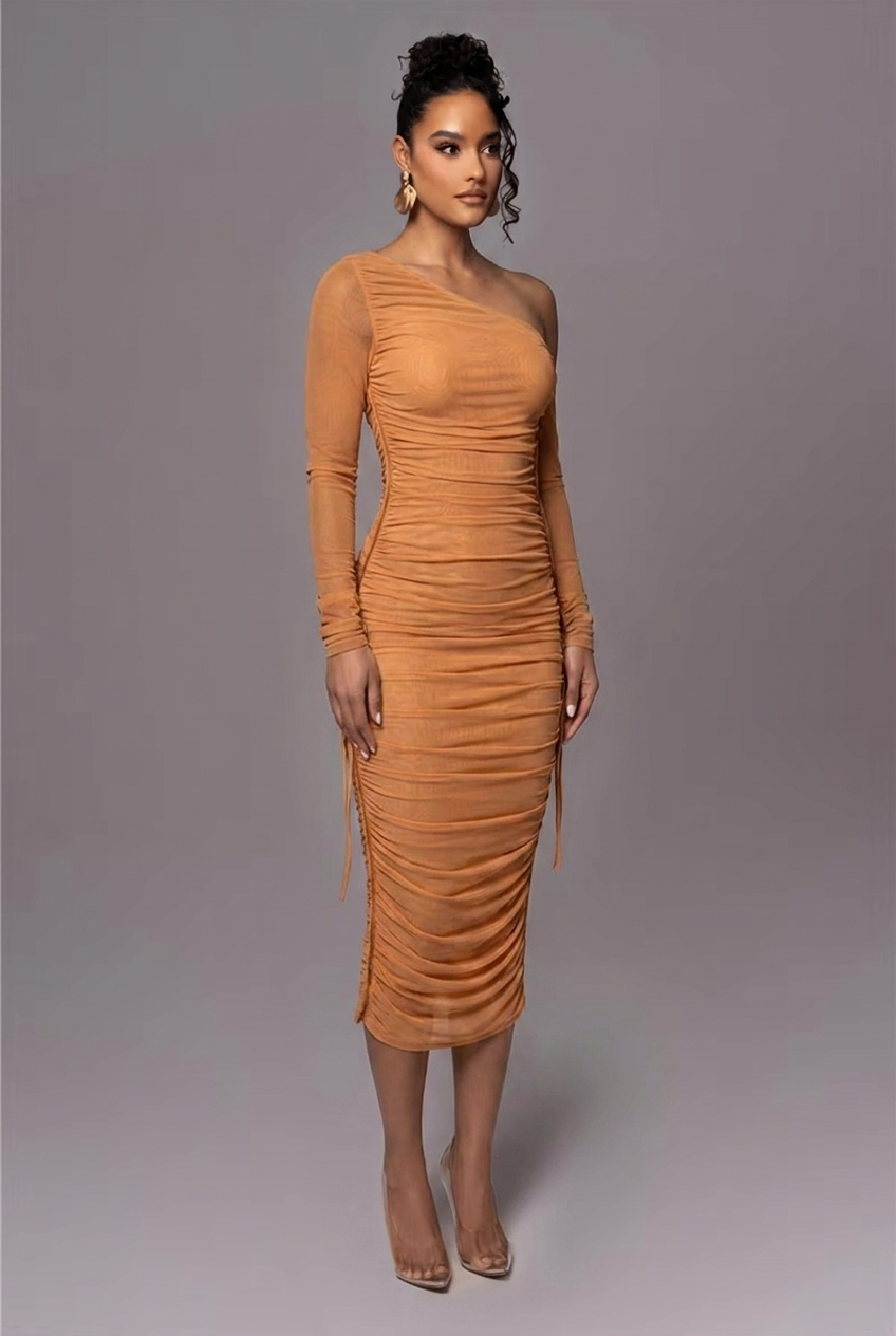 Genevieve | Ruched One Shoulder Evening Dress