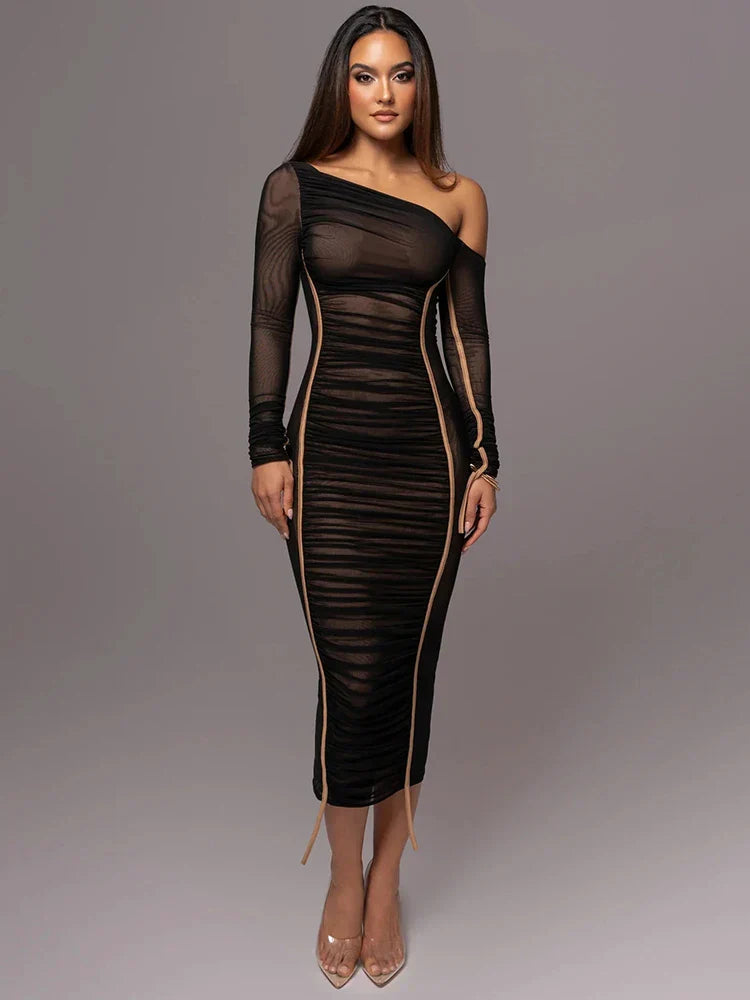 Genevieve | Ruched One Shoulder Evening Dress
