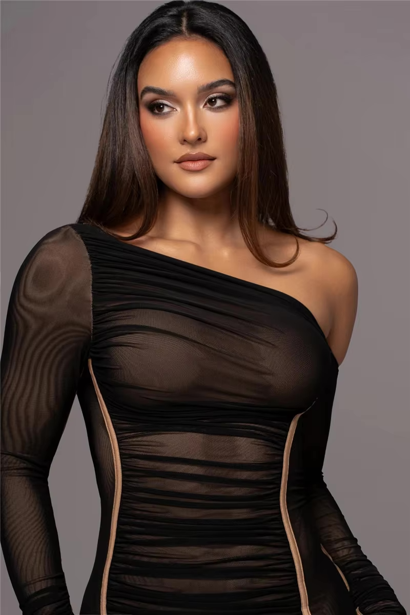 Genevieve | Ruched One Shoulder Evening Dress