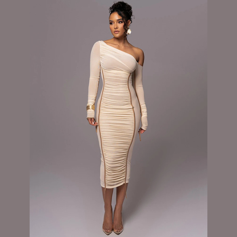 Genevieve | Ruched One Shoulder Evening Dress