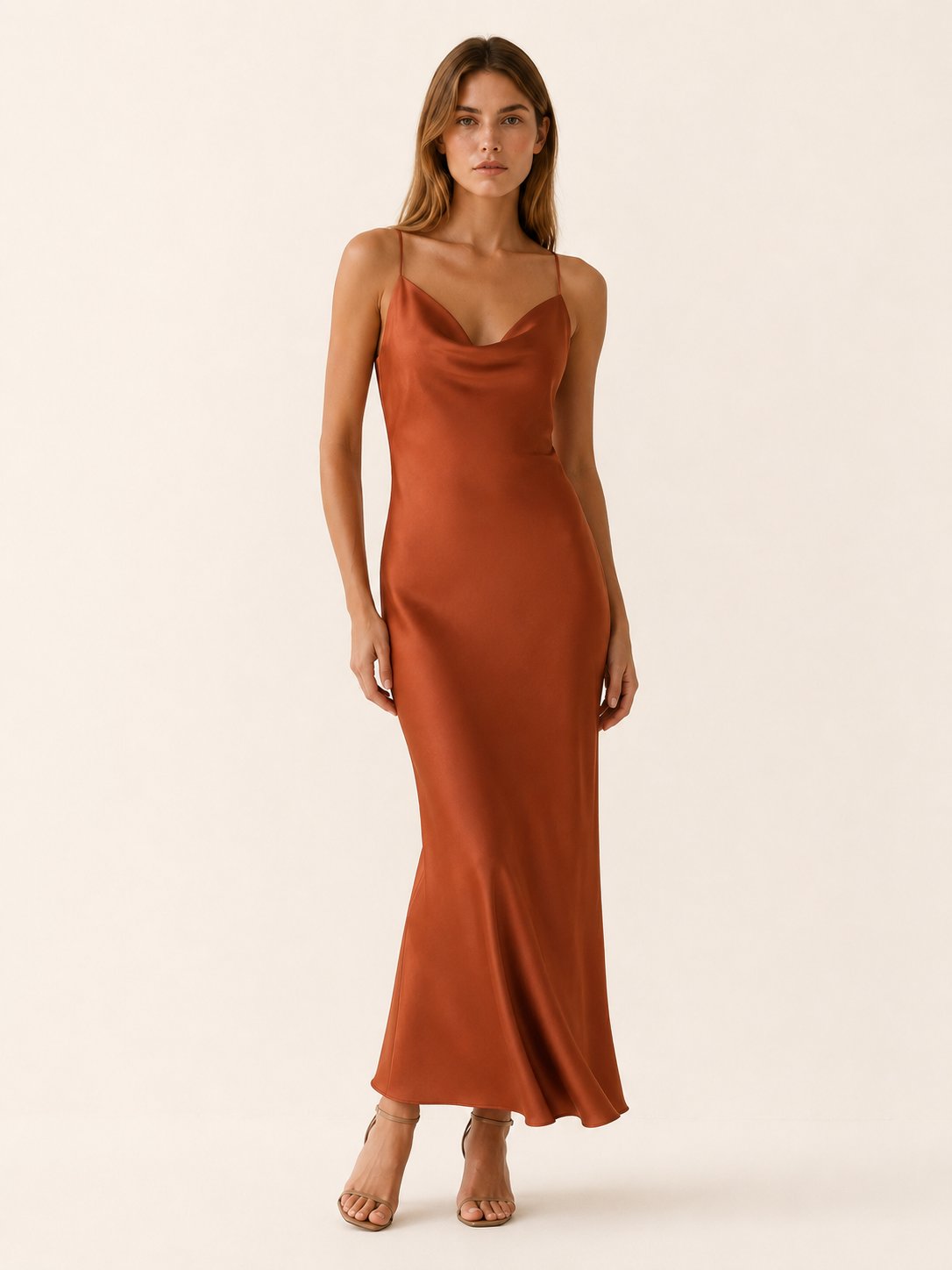 Faye | Satin Cowl Neck Evening Dress