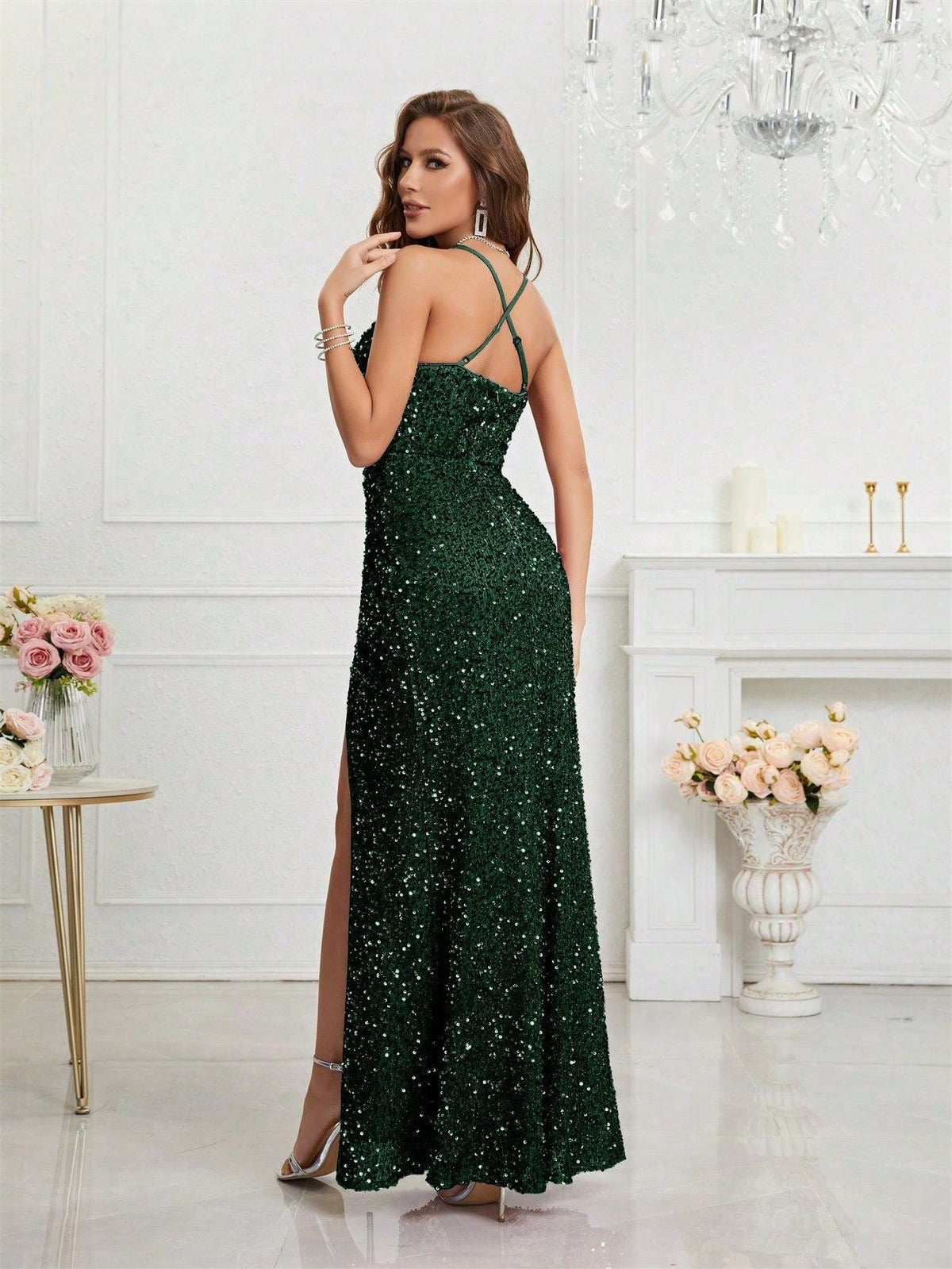 Cosette | Christmas Sequin Maxi Leg Slit