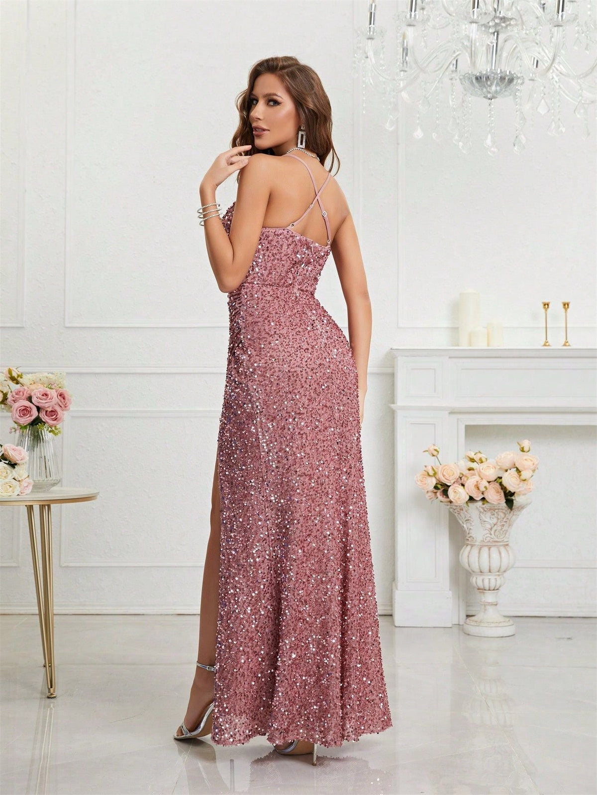 Cosette | Christmas Sequin Maxi Leg Slit