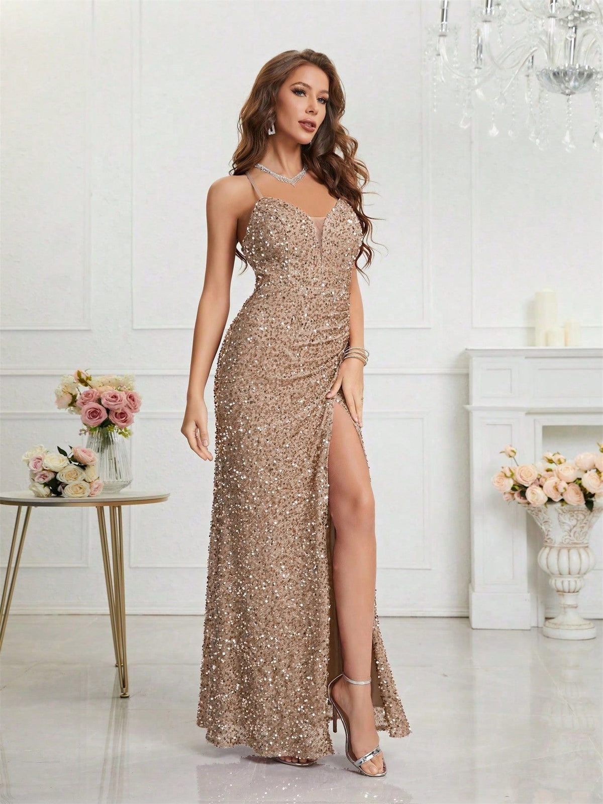 Cosette | Christmas Sequin Maxi Leg Slit