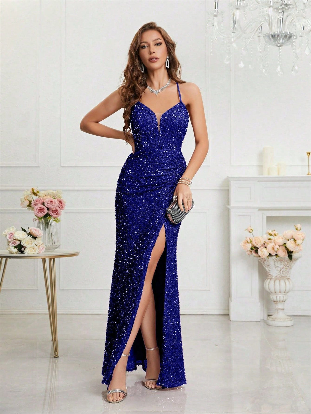 Cosette | Christmas Sequin Maxi Leg Slit