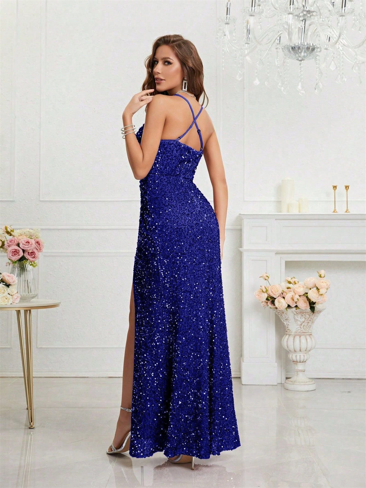 Cosette | Christmas Sequin Maxi Leg Slit
