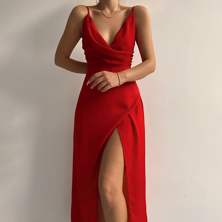 Anneliese | Deep V-Neck Slit Evening Dress